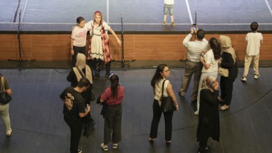 Audience members gather inside the theater before the start of the Fire of Anatolia show in