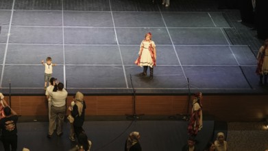 Audience members gather inside the theater before the start of the Fire of Anatolia show in
