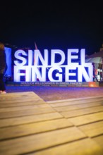 Luminous welcome board at night at an event in Sindelfingen, Sindelfingen, Böblingen district,