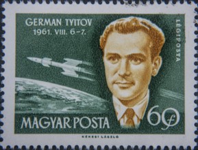 German Titov (1935-2000) was a Soviet cosmonaut and communist politician. Portrait on Hungarian