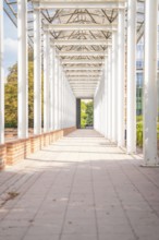 Modern portico with open structure, flooded with light, Munich, Germany