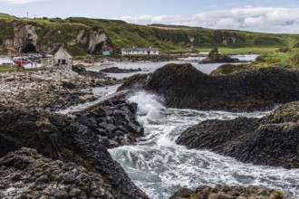View of fishing harbour, Ballintoy Harbour, Causeway Coastal Route, Antrim, Northern Ireland, Great