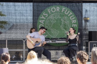 Singer Marisabelle live on stage at the global climate strike organised by Fridays for Future under