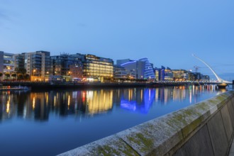 View of the River Liffey and houses on the banks, Dublin, Ireland
