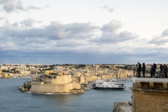 Beautiful sunset view of Valletta with a cruisers, capital city of Malta