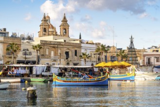 Beautiful view of Marsaxlokk, traditional maltese fisherman village on south of the island, Malta