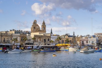 Beautiful view of Marsaxlokk, traditional maltese fisherman village on south of the island, Malta
