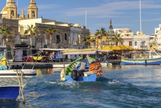 Beautiful view of Marsaxlokk, traditional maltese fisherman village on south of the island, Malta
