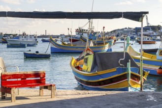 Beautiful view of Marsaxlokk, traditional maltese fisherman village on south of the island, Malta