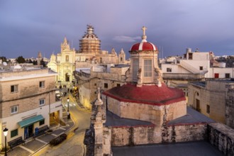 Rabat skyline with St Paul church dome on the left during sunset, Rabat Mdina, Malta