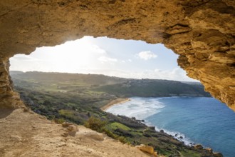 Scenic View from Tal-Mixta Cave Overlooking Ramla Bay, Gozo, Malta