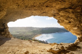 Scenic View from Tal-Mixta Cave Overlooking Ramla Bay, Gozo, Malta