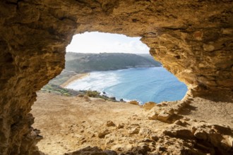 Scenic View from Tal-Mixta Cave Overlooking Ramla Bay, Gozo, Malta