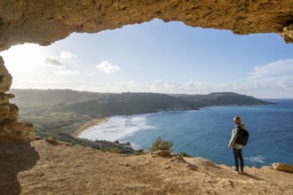 Scenic View from Tal-Mixta Cave Overlooking Ramla Bay, Gozo, Malta