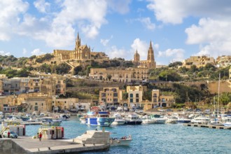 Beautiful view of Mgarr located on Gozo island, the main harbour connecting the island to Malta,