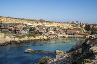 Scenic, colorful Popeye Village in Anchor Bay, Malta