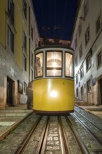 Traditional yellow train in Lisbon - capital of Portugal