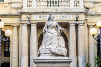 Queen Victoria Statue by Malta National Library in capital city La Valletta, Malta