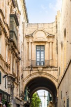 Beautiful architectural arch detail by Malta National Library in capital city La Valletta
