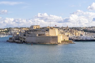 Beautiful view of Saint Angelo Fortress, Valletta, Malta