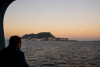 Gibraltar, UK - December 26 2023: man looking at the Gibraltar rock