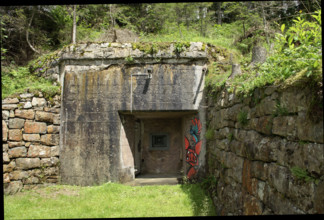 Entrance to a bunker in Switzerland that is no longer in use. Canton of Bern, Switzerland