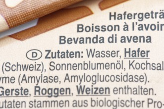 List of ingredients on a carton of oat milk
