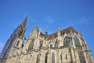 Majestic Gothic cathedral with numerous towers and a complex façade, St Peter's Cathedral,