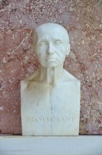 Marble bust of Immanuel Kant against a reddish background, Walhalla, Donaustauf, Regensburg,
