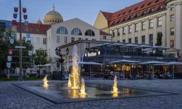 Evening atmosphere at the Forum of the Museum Island, Restaurant Dieselhaus, Berlin, Germany