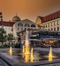 Evening atmosphere at the Forum of the Museum Island, Restaurant Dieselhaus, Berlin, Germany