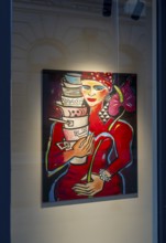 View through a shop window onto a painting, Berlin, Germany