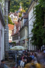 Menschein in an alley, historic houses, Kurpfalz, Heidelberg, Baden-Württemberg, Germany
