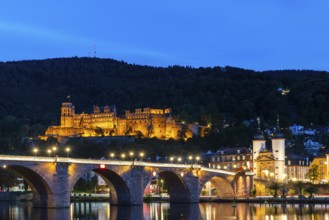 Old Bridge, Heidelberg Castle, City Gate, Nekar, River, Blue Hour, Heidelberg, Electoral