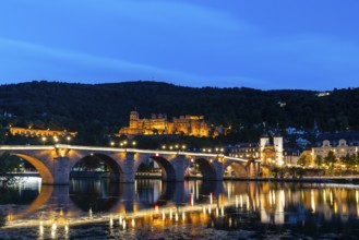 Old Bridge, Heidelberg Castle, City Gate, Nekar, River, Blue Hour, Heidelberg, Electoral