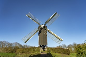 Windmill of the inhabited former fortress Bourtange, Groningen, Netherlands