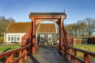Drawbridge of the inhabited former Bourtange fortress, Groningen, Netherlands