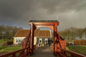 Drawbridge of the inhabited former Bourtange fortress, Groningen, Netherlands