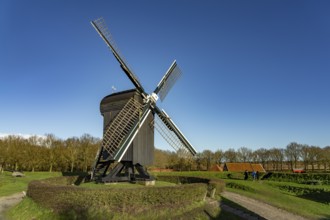 Windmill of the inhabited former fortress Bourtange, Groningen, Netherlands