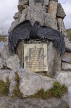 Aviation memorial, memorial to the Vaud aviator Adrien Guex 1928 at Lago della Piazza, Gotthard