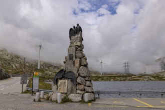 Aviation memorial, memorial to the Vaud aviator Adrien Guex 1928 at Lago della Piazza, Gotthard