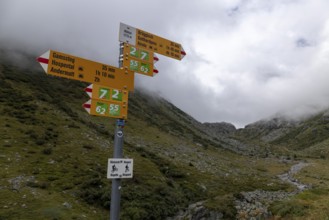 Signpost at Mätteli, ascent to the Gotthard Pass, Uri, Switzerland