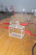 A simple circuit with LEDs in a transparent housing on a table, Youth Research Centre