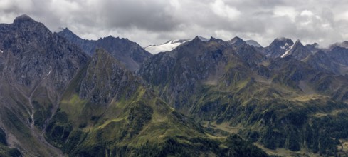 View over the Bedretto valley into the Cristallina area, Basodino glacier in the background,