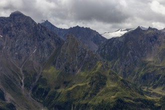 View over the Bedretto valley into the Cristallina area, Basodino glacier in the background,