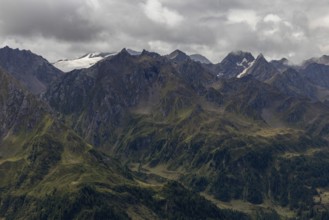 View over the Bedretto valley into the Cristallina area, Basodino glacier in the background,