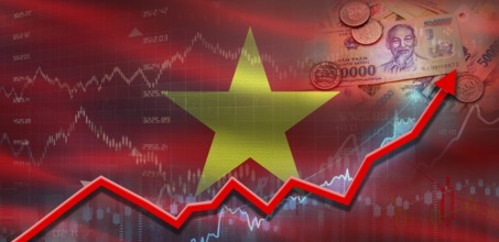 Vietnam financial growth on market graph. Vietnam economic growth on financial graph