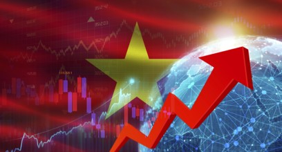 Global financial growth with Vietnam flag. Financial growth with Vietnam flag on economic
