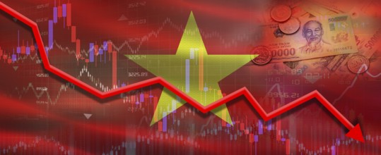 Vietnam financial crisis on economic graph. Financial fall of Vietnam on economy market