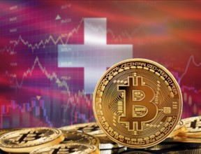 Investors in cryptocurrency and Blockchain Technology in Switzerland, Concept. Bitcoin with